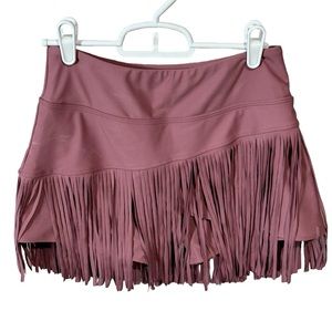 Amari Fringe Mini Skirt, built in shorts, Size Small, Pink/Mauve, tennis skirt